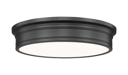 Z-Lite Bentley 20" 1-Light LED-Integrated Matte Black Steel Frame White Acrylic Shade Flush Mount Lighting