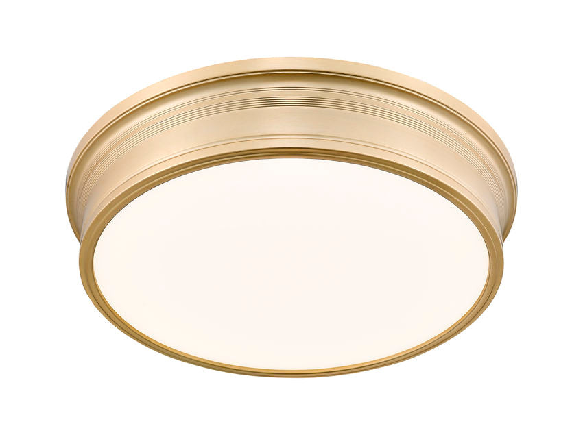 Z-Lite Bentley 20" 1-Light LED-Integrated Modern Gold Steel Frame White Acrylic Shade Flush Mount Lighting