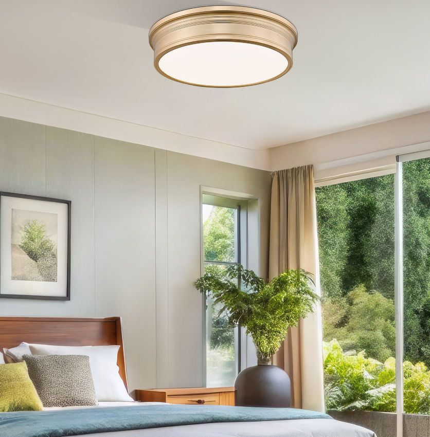 Z-Lite Bentley 20" 1-Light LED-Integrated Modern Gold Steel Frame White Acrylic Shade Flush Mount Lighting