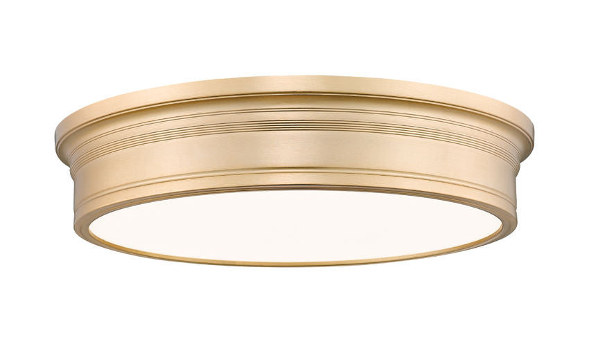 Z-Lite Bentley 20" 1-Light LED-Integrated Modern Gold Steel Frame White Acrylic Shade Flush Mount Lighting
