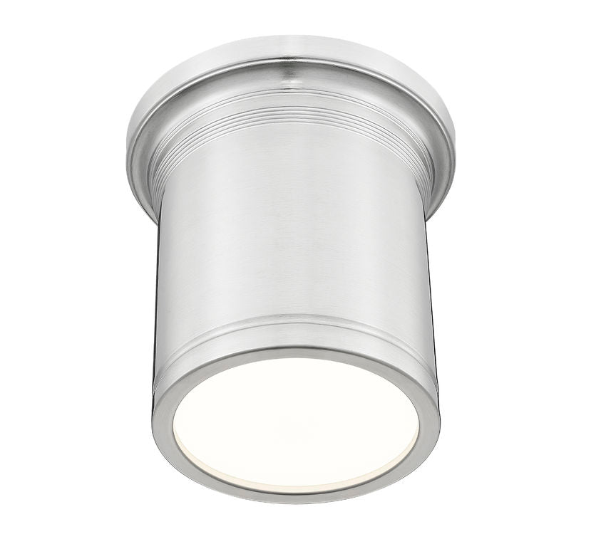 Z-Lite Bentley 8" 1-Light LED-Integrated Brushed Nickel Steel Frame White Acrylic Shade Flush Mount Lighting