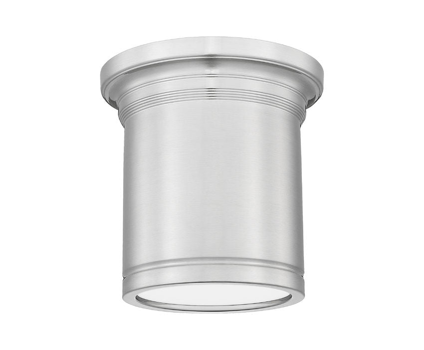 Z-Lite Bentley 8" 1-Light LED-Integrated Brushed Nickel Steel Frame White Acrylic Shade Flush Mount Lighting