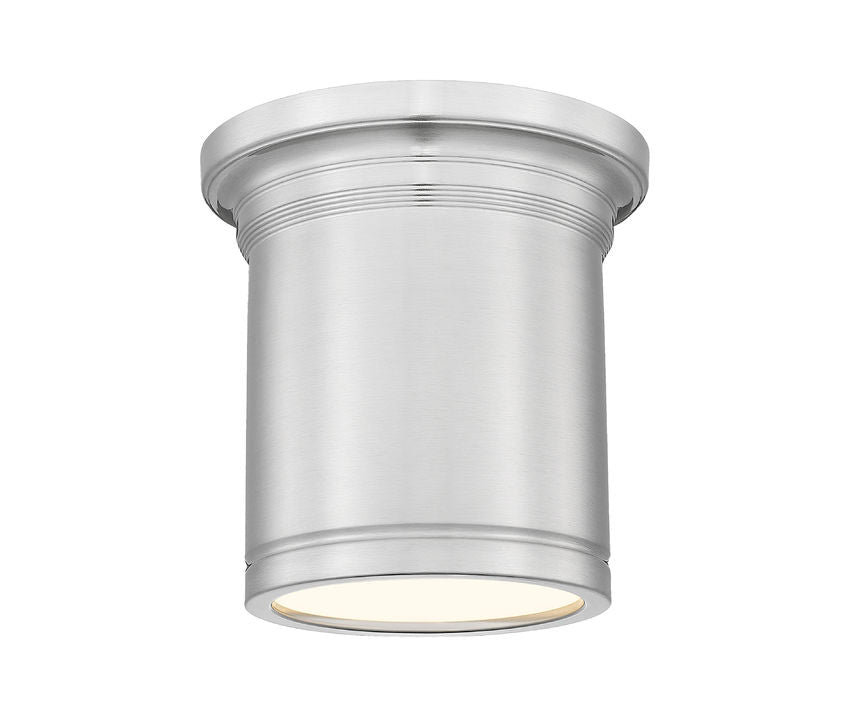 Z-Lite Bentley 8" 1-Light LED-Integrated Brushed Nickel Steel Frame White Acrylic Shade Flush Mount Lighting