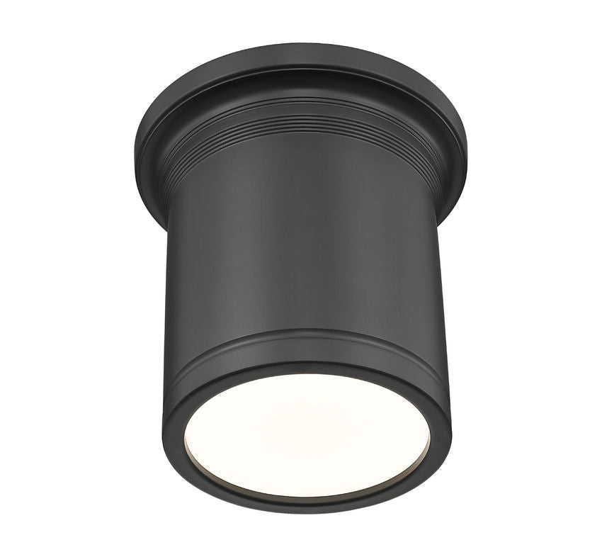 Z-Lite Bentley 8" 1-Light LED-Integrated Matte Black Steel Frame White Acrylic Shade Flush Mount Lighting