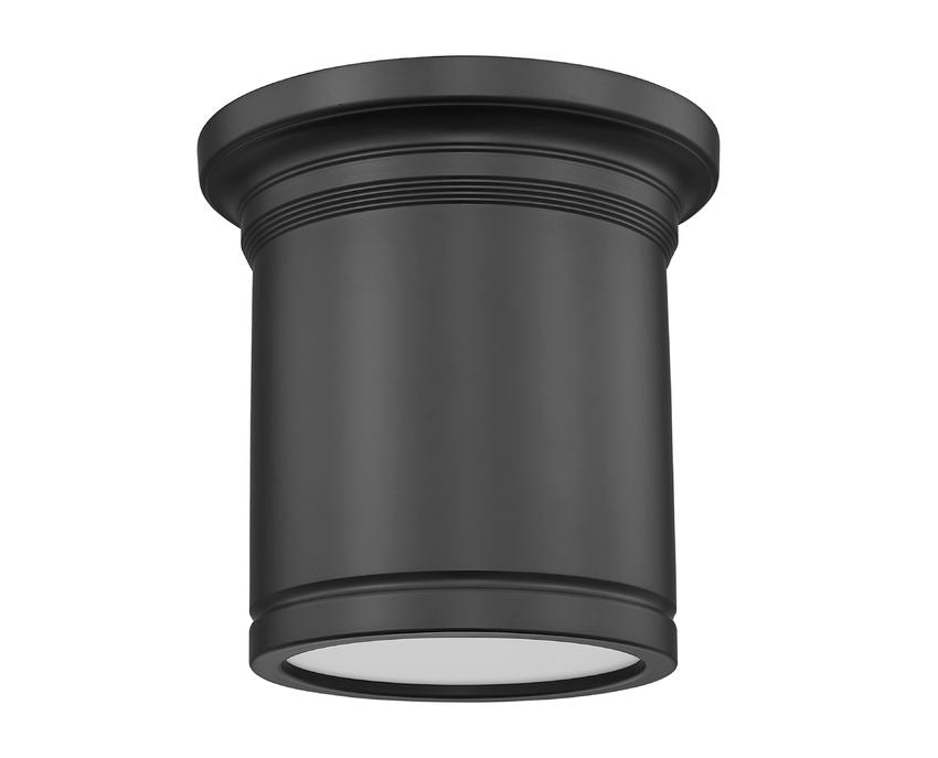 Z-Lite Bentley 8" 1-Light LED-Integrated Matte Black Steel Frame White Acrylic Shade Flush Mount Lighting