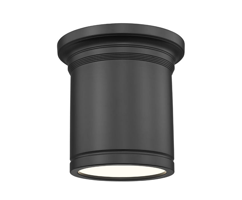 Z-Lite Bentley 8" 1-Light LED-Integrated Matte Black Steel Frame White Acrylic Shade Flush Mount Lighting