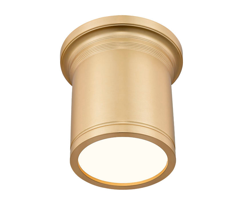 Z-Lite Bentley 8" 1-Light LED-Integrated Modern Gold Steel Frame White Acrylic Shade Flush Mount Lighting