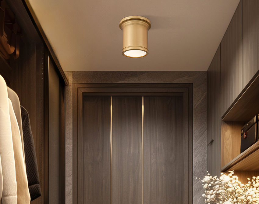 Z-Lite Bentley 8" 1-Light LED-Integrated Modern Gold Steel Frame White Acrylic Shade Flush Mount Lighting
