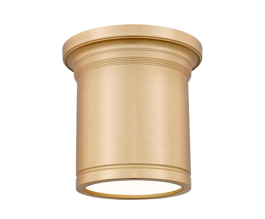 Z-Lite Bentley 8" 1-Light LED-Integrated Modern Gold Steel Frame White Acrylic Shade Flush Mount Lighting
