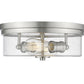 Z-Lite Bohin 13" 2-Light Brushed Nickel Flush Mount Lighting With Clear Seedy Glass Shade