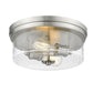 Z-Lite Bohin 13" 2-Light Brushed Nickel Flush Mount Lighting With Clear Seedy Glass Shade