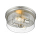 Z-Lite Bohin 13" 2-Light Brushed Nickel Flush Mount Lighting With Clear Seedy Glass Shade