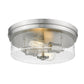 Z-Lite Bohin 13" 2-Light Brushed Nickel Flush Mount Lighting With Clear Seedy Glass Shade