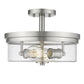 Z-Lite Bohin 13" 2-Light Brushed Nickel Semi Flush Mount With Clear Seedy Glass Shade