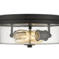 Z-Lite Bohin 13" 2-Light Matte Black Flush Mount Lighting With Clear Seedy Glass Shade