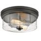 Z-Lite Bohin 13" 2-Light Matte Black Flush Mount Lighting With Clear Seedy Glass Shade