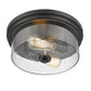 Z-Lite Bohin 13" 2-Light Matte Black Flush Mount Lighting With Clear Seedy Glass Shade