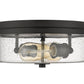 Z-Lite Bohin 13" 2-Light Matte Black Flush Mount Lighting With Clear Seedy Glass Shade