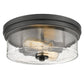 Z-Lite Bohin 13" 2-Light Matte Black Flush Mount Lighting With Clear Seedy Glass Shade