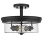 Z-Lite Bohin 13" 2-Light Matte Black Semi Flush Mount With Clear Seedy Glass Shade