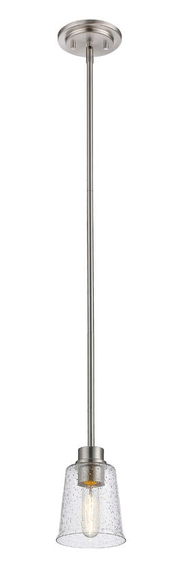 Z-Lite Bohin 5" 1-Light Brushed Nickel Mini Pendant Light With Clear Seedy Glass Shade