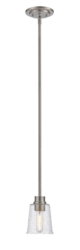 Z-Lite Bohin 5" 1-Light Brushed Nickel Mini Pendant Light With Clear Seedy Glass Shade