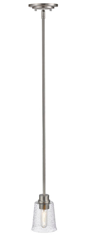 Z-Lite Bohin 5" 1-Light Brushed Nickel Mini Pendant Light With Clear Seedy Glass Shade