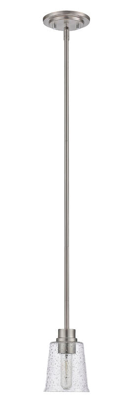 Z-Lite Bohin 5" 1-Light Brushed Nickel Mini Pendant Light With Clear Seedy Glass Shade