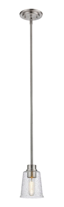 Z-Lite Bohin 5" 1-Light Brushed Nickel Mini Pendant Light With Clear Seedy Glass Shade