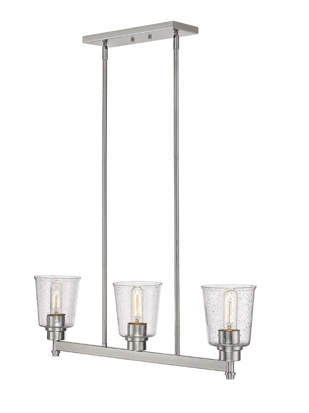 Z-Lite Bohin 5" 3-Light Brushed Nickel Island Light With Clear Seedy Glass Shade