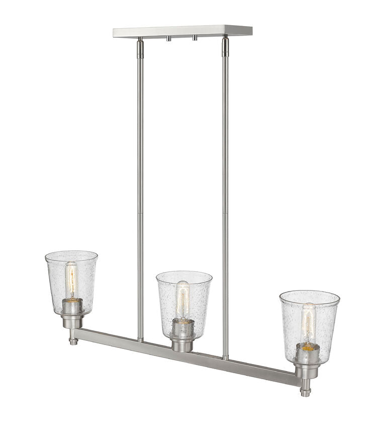 Z-Lite Bohin 5" 3-Light Brushed Nickel Island Light With Clear Seedy Glass Shade