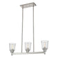 Z-Lite Bohin 5" 3-Light Brushed Nickel Island Light With Clear Seedy Glass Shade