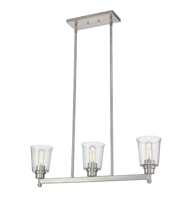 Z-Lite Bohin 5" 3-Light Brushed Nickel Island Light With Clear Seedy Glass Shade