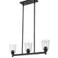 Z-Lite Bohin 5" 3-Light Matte Black Island Light With Clear Seedy Glass Shade