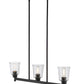 Z-Lite Bohin 5" 3-Light Matte Black Island Light With Clear Seedy Glass Shade