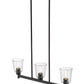 Z-Lite Bohin 5" 3-Light Matte Black Island Light With Clear Seedy Glass Shade