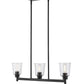 Z-Lite Bohin 5" 3-Light Matte Black Island Light With Clear Seedy Glass Shade