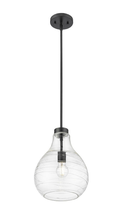 Z-Lite Bon Air 10" 1-Light Matte Black Steel and Clear Glass Shade Pendant Light