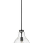 Z-Lite Bon Air 10" 1-Light Matte Black Steel and Clear Glass Shade Pendant Light