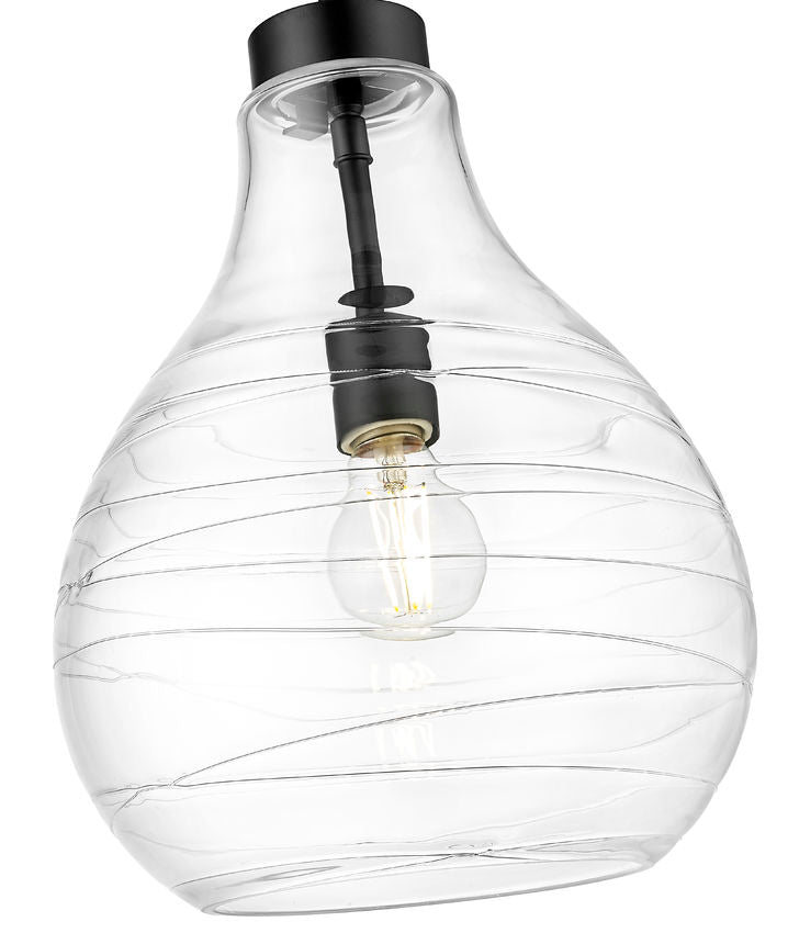 Z-Lite Bon Air 10" 1-Light Matte Black Steel and Clear Glass Shade Pendant Light