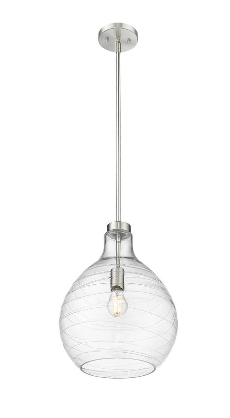 Z-Lite Bon Air 13" 1-Light Brushed Nickel Steel and Clear Glass Shade Pendant Light