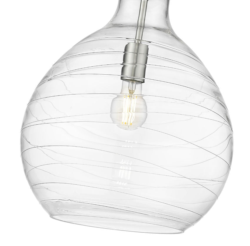 Z-Lite Bon Air 13" 1-Light Brushed Nickel Steel and Clear Glass Shade Pendant Light