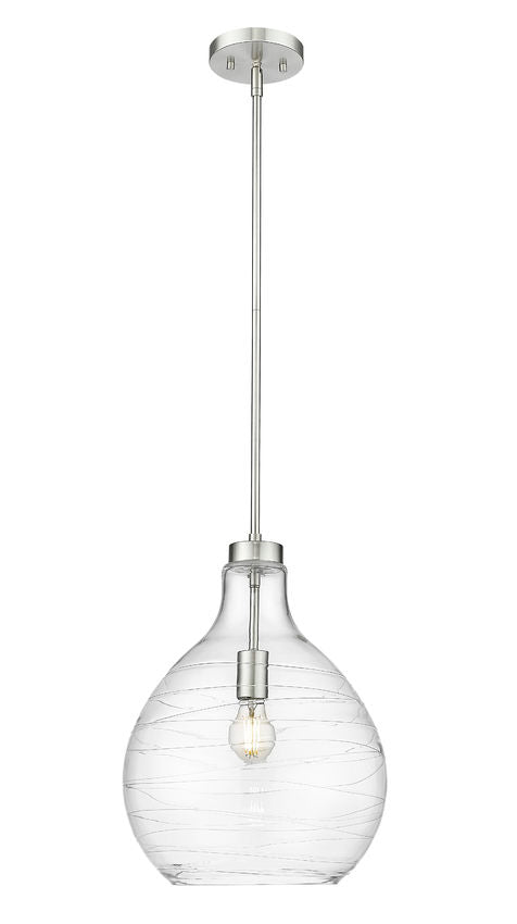 Z-Lite Bon Air 13" 1-Light Brushed Nickel Steel and Clear Glass Shade Pendant Light