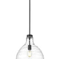 Z-Lite Bon Air 13" 1-Light Matte Black Steel and Clear Glass Shade Pendant Light