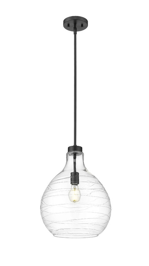 Z-Lite Bon Air 13" 1-Light Matte Black Steel and Clear Glass Shade Pendant Light