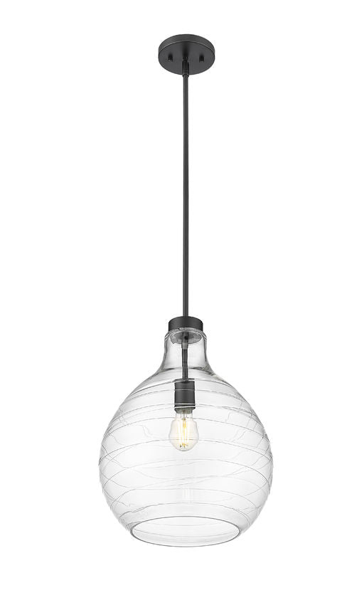 Z-Lite Bon Air 13" 1-Light Matte Black Steel and Clear Glass Shade Pendant Light