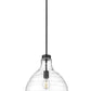 Z-Lite Bon Air 13" 1-Light Matte Black Steel and Clear Glass Shade Pendant Light