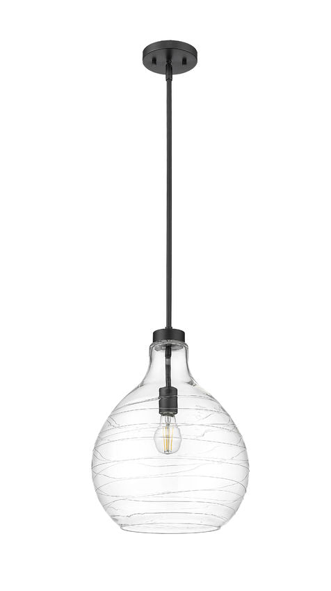 Z-Lite Bon Air 13" 1-Light Matte Black Steel and Clear Glass Shade Pendant Light