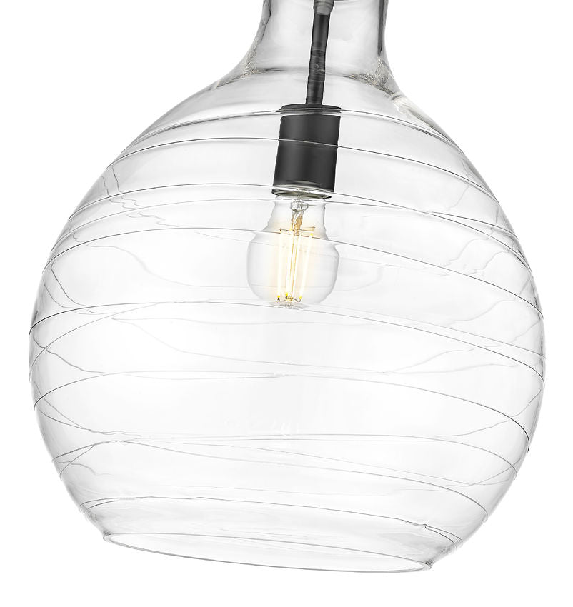Z-Lite Bon Air 13" 1-Light Matte Black Steel and Clear Glass Shade Pendant Light