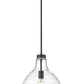 Z-Lite Bon Air 13" 1-Light Matte Black Steel and Clear Glass Shade Pendant Light
